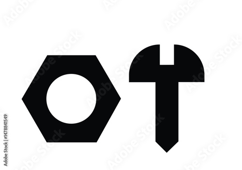3d render of a waved service sign nut bolt hardware symbol industrial design minimalist style