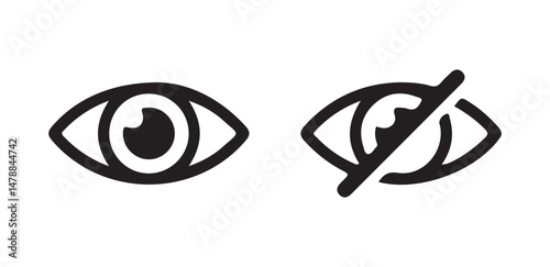 Black See and unsee eye icon. vector illustration eps 10