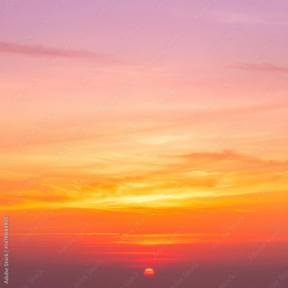 Obraz premium A breathtaking sunset casts vibrant hues of orange and pink across the rugged mountain range in southern China, silhouetting the peaks against the glowing sky.
