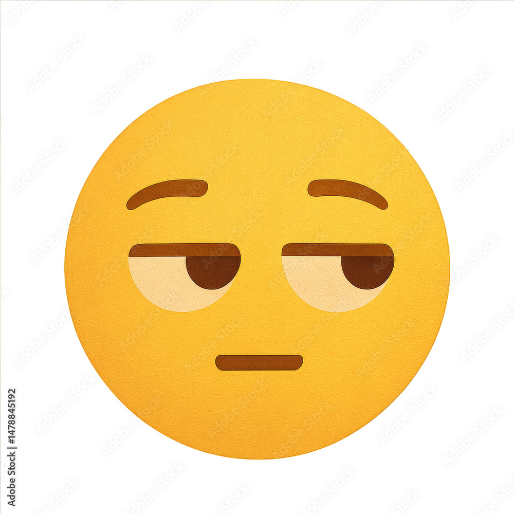 Fototapeta premium Emoji of Skepticism: Expressing doubt or disapproval, this emoji portrays a face with a side eye and subtle frown, perfect for conveying hesitation or disbelief.