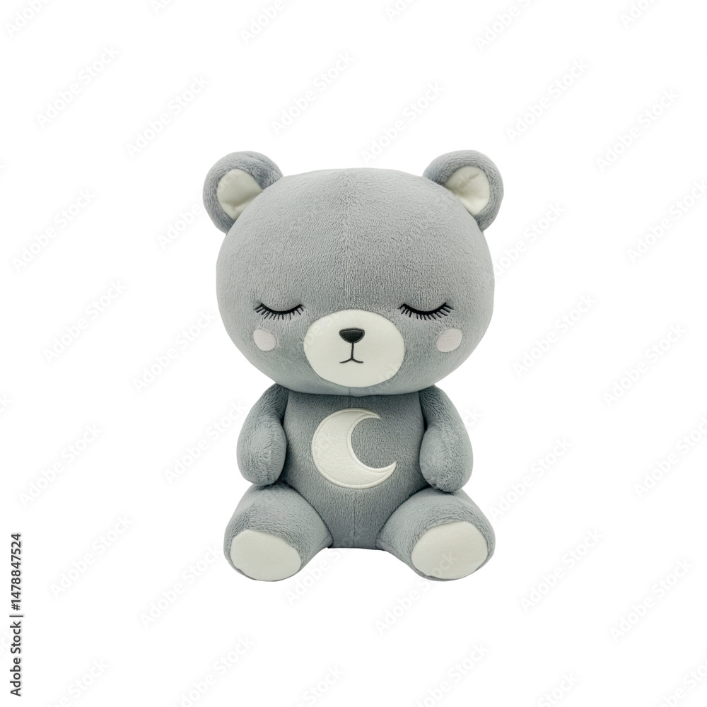 Adorable Grey Plush Teddy Bear with Moon Design - Perfect for Baby's Nursery or Child's Bedroom Adorable Grey Plush Teddy Bear with Moon Design - Perfect for Baby's Nursery or Child's Bedroom