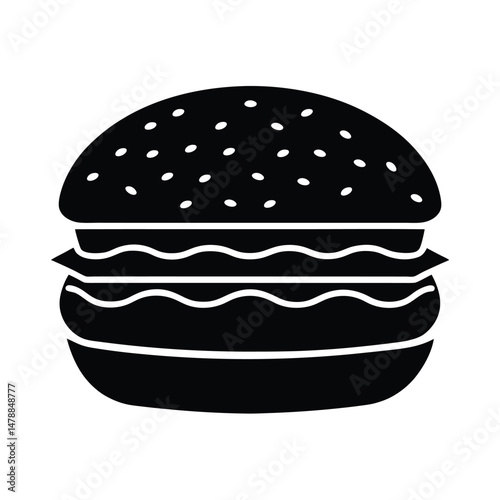 Burger Vector Silhouette on White Background