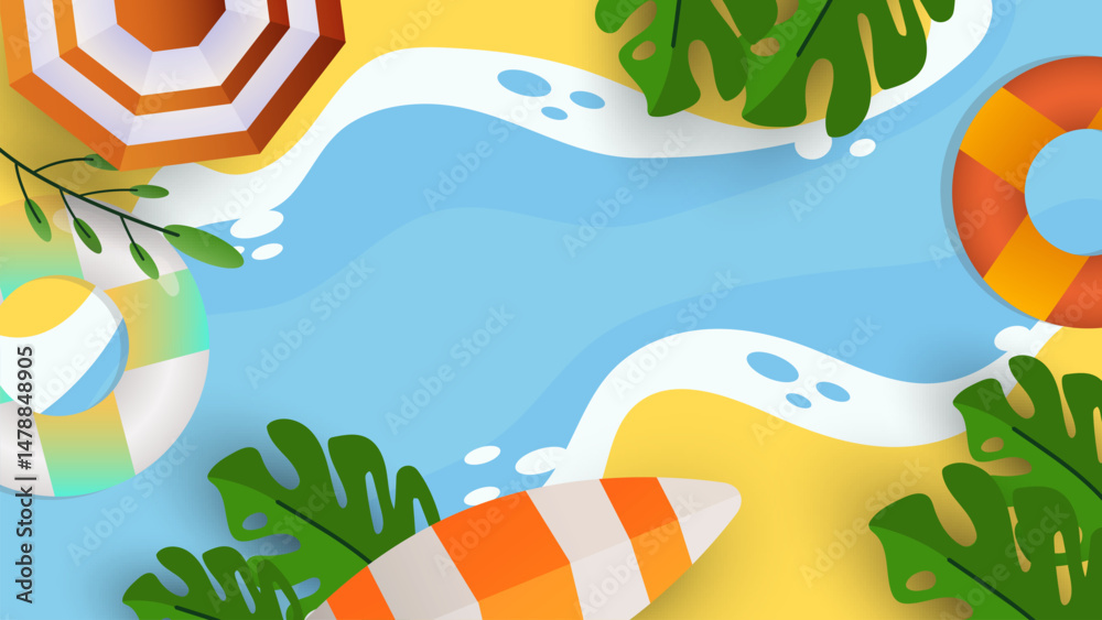 Naklejka premium Summer Flat Illustration Vector Background