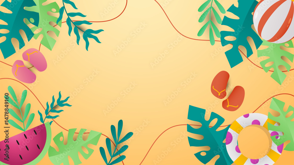 Fototapeta premium Summer Flat Illustration Vector Background