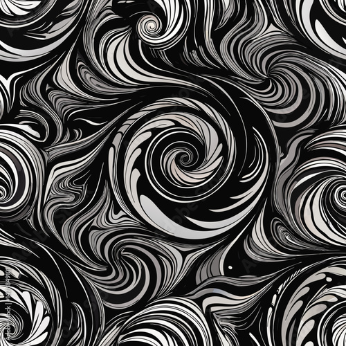 Luxury sculptural pattern in black and white seamless vector pattern  
