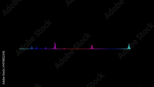 Sound wave animation isolated on black background. Abstract sound wave background. Digital interface element. Seamless loop
