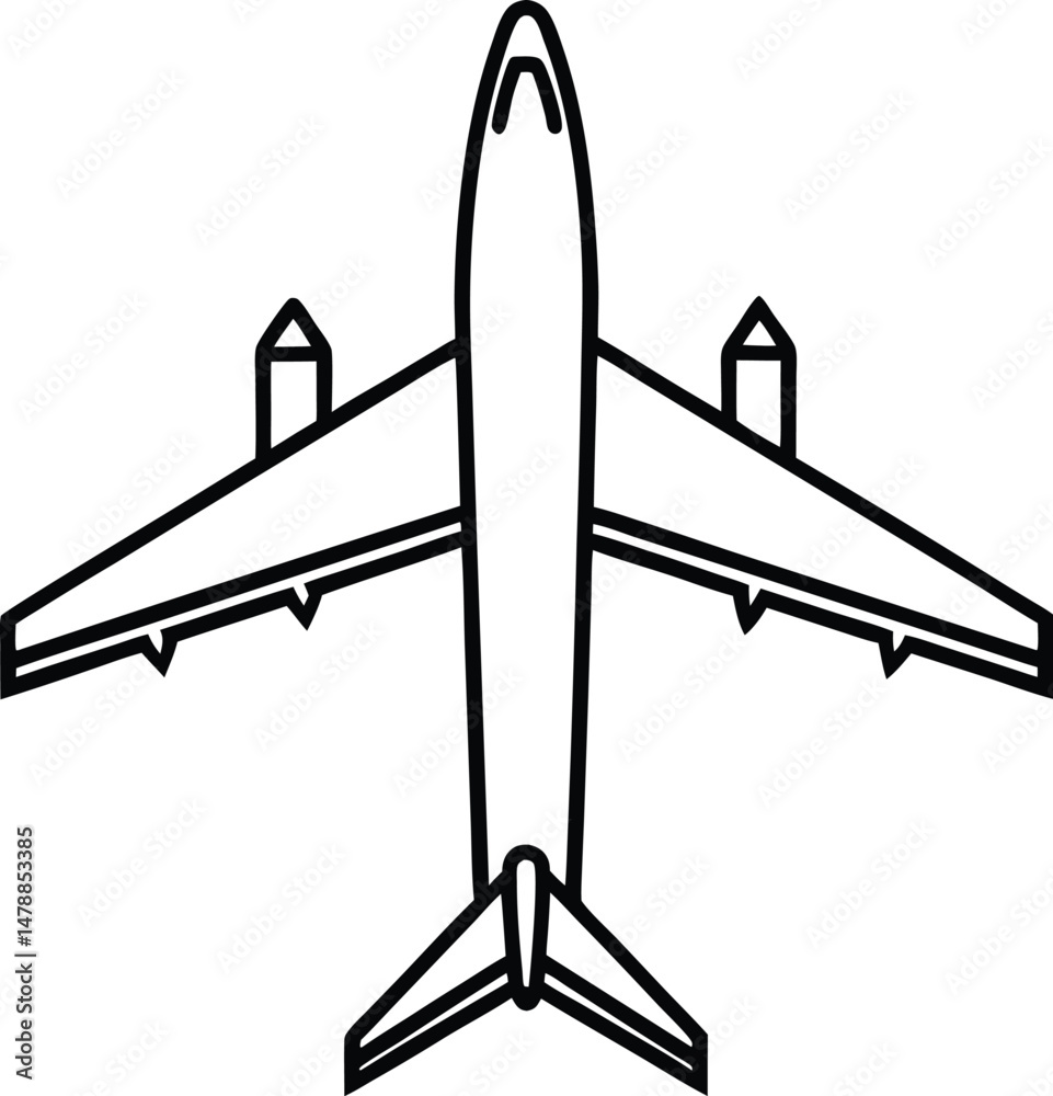 Naklejka premium AirPlane Head Silhouette Vector Illustration In White Background