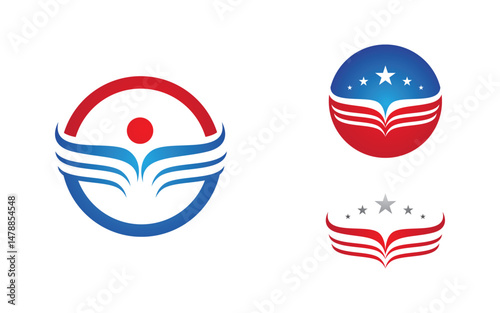 Eagle hawk wing icon Template logo illustration design v.9