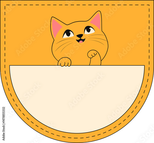 Cute cat name tag. Kawai kitty, paw, animal label for name with adorable cat decoration. Vector isolated.