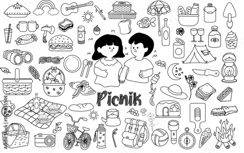 picnic doodle element design hand drawn