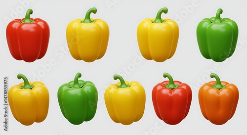 Vibrant Hues: A 3D Exploration of Bell Pepper Perfection