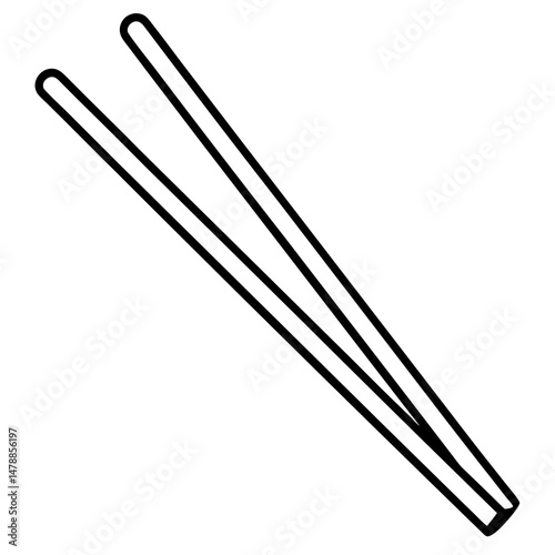 Pair of chopsticks in silhouette vector illustration