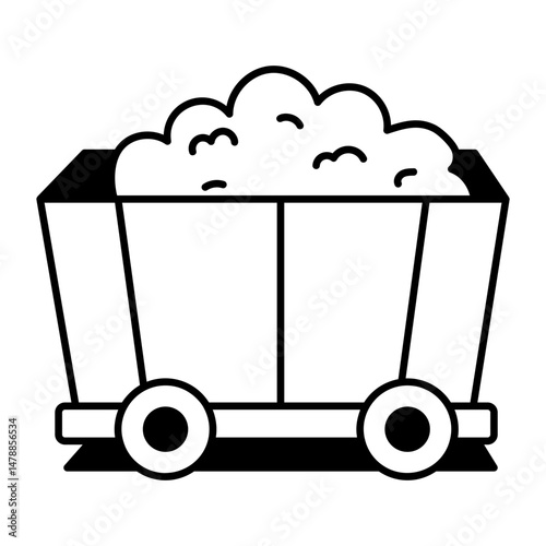 A drawing style icon of loaded hay cart
