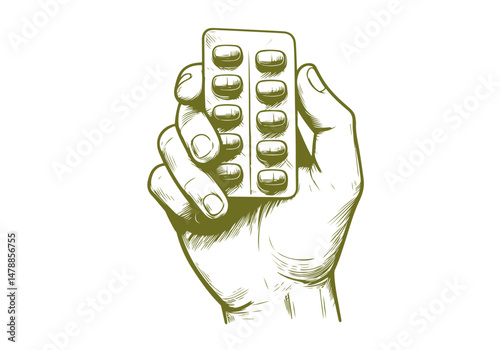 Tablet medicine hand drawn vector illustration