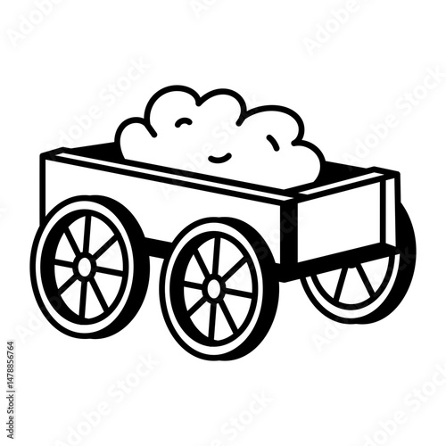 A sketchy style icon of wooden farm cart
