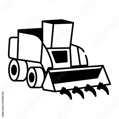 Drawing style icon showing farm silage cutter
