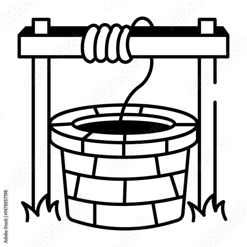 Doodle style icon of rural water well