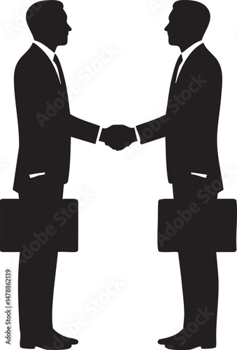 Two businessmen shaking hands in a professional agreement.