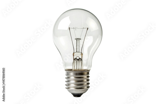 PNG Classic incandescent light bulb with clear glass on black background