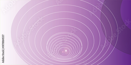 Abstract minimalist background.Futuristic space illustration Vector modern design Universal banner Circular lilac figure made of interrupting lines Dynamic Spiral Science Fiction Banner