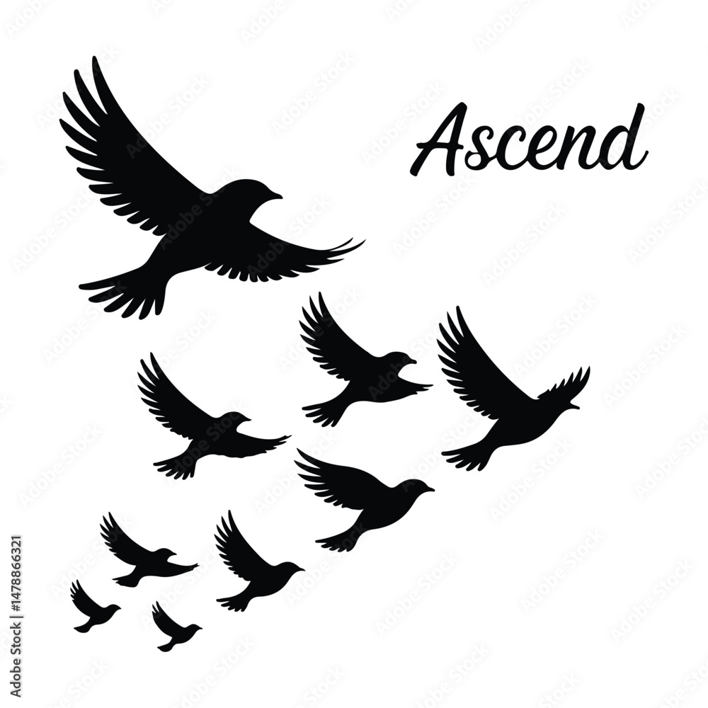 Fototapeta premium A silhouette of Flying bird Icon vector on a white background