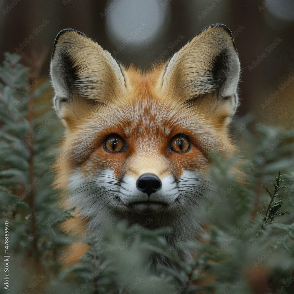 Fototapeta premium Red Fox in Green Bush