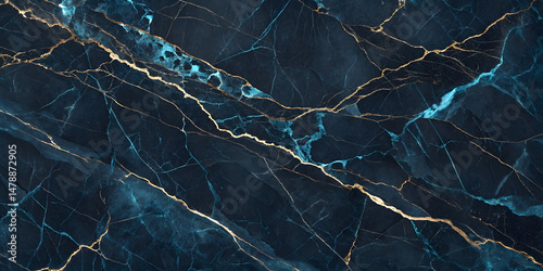 Elegant Blue Marble with Gold Veins