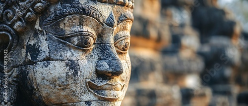 Ancient stone carving, detailed face