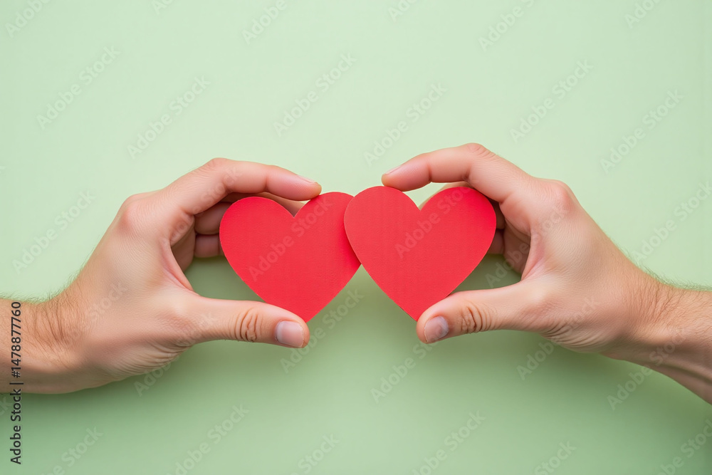 Fototapeta premium two hands holding a broken heart on a blue background