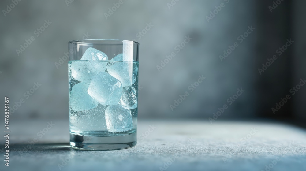 Refreshing Glass of Icy Water with Carbonation on a Smooth Surface Refreshing Glass of Icy Water with Carbonation on a Smooth Surface