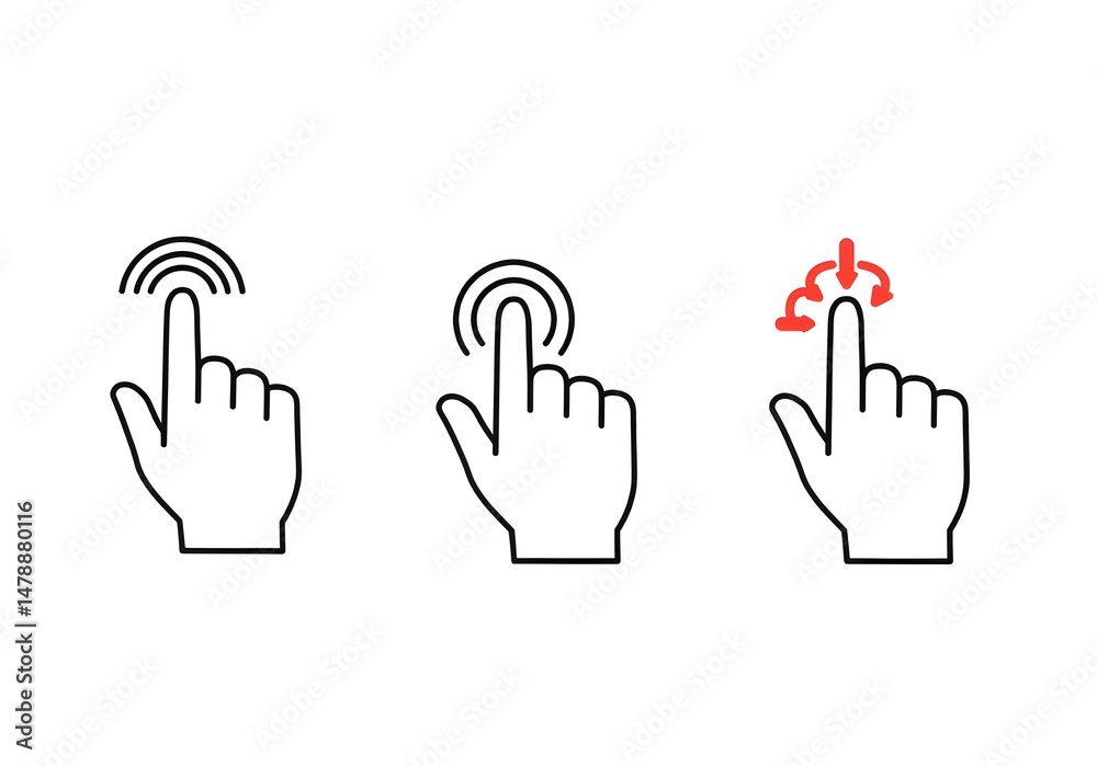 Fototapeta premium Touchscreen Gesture Icons for User Interface Design