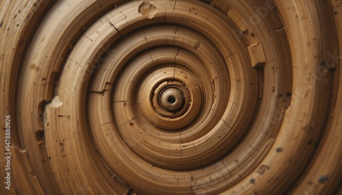 Abstract Wooden Spiral: Nature Inspired Background Wallpaper