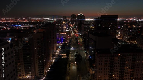 Wallpaper Mural long beach at night during a busy midweek by downtown in California Torontodigital.ca