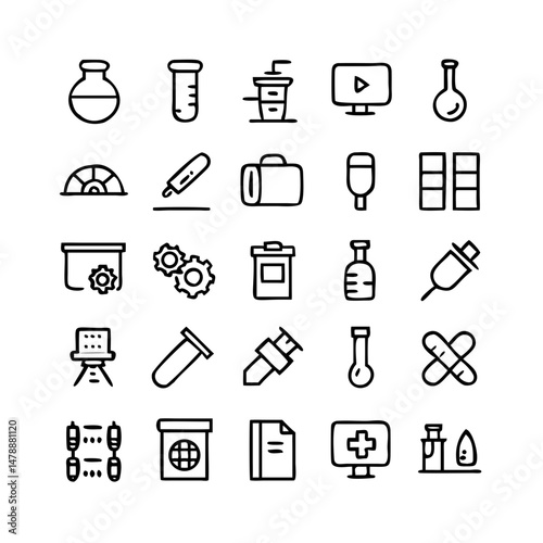 Simple Set of Science Related Vector Line Icons. Contains such Icons as Biology, Astronomy, Physics, Science Test, Lab and more. Editable Stroke. 