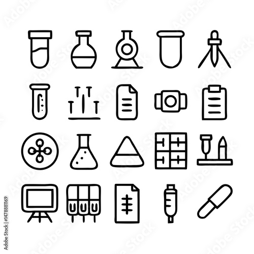 Simple Set of Science Related Vector Line Icons. Contains such Icons as Biology, Astronomy, Physics, Science Test, Lab and more. Editable Stroke. 