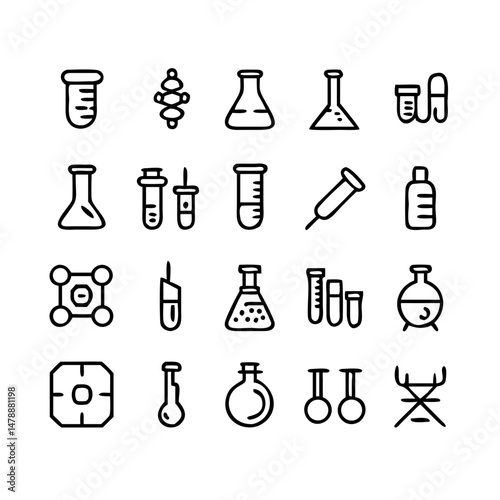 Simple Set of Science Related Vector Line Icons. Contains such Icons as Biology, Astronomy, Physics, Science Test, Lab and more. Editable Stroke. 
