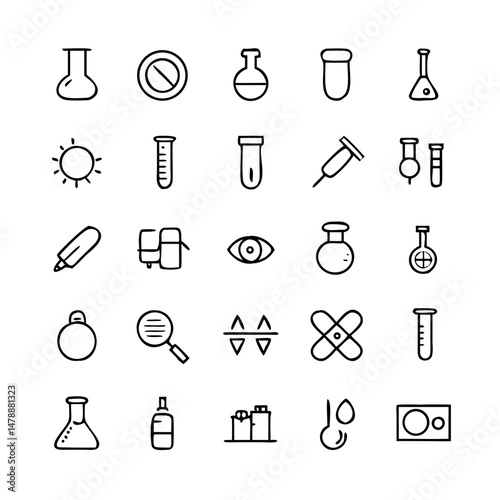Simple Set of Science Related Vector Line Icons. Contains such Icons as Biology, Astronomy, Physics, Science Test, Lab and more. Editable Stroke. 