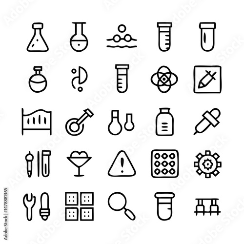 Simple Set of Science Related Vector Line Icons. Contains such Icons as Biology, Astronomy, Physics, Science Test, Lab and more. Editable Stroke. 