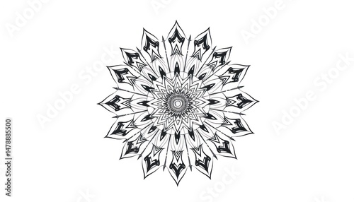 Intricate abstract monochrome mandala illustration radiating artistic expression