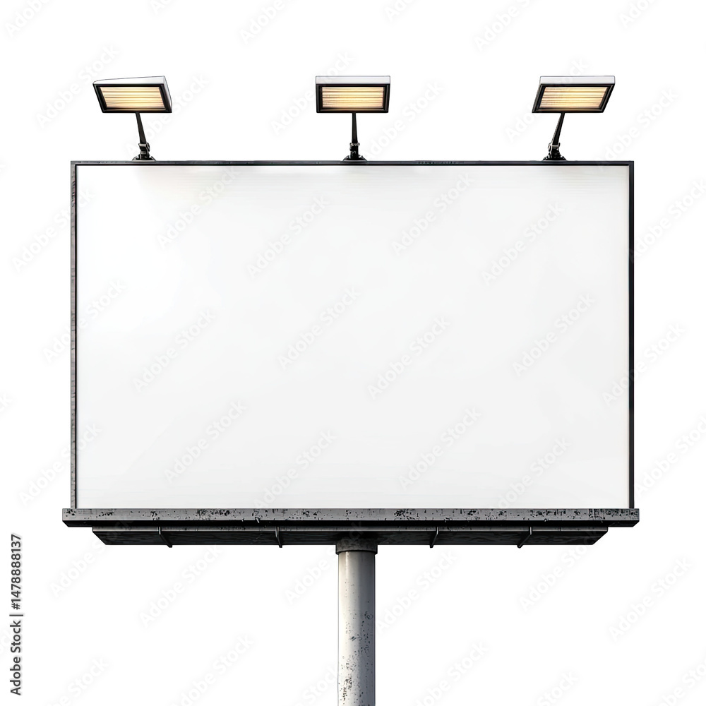 Obraz premium A Blank Billboard With Three Lights On Top Isolated On A Transparent Background