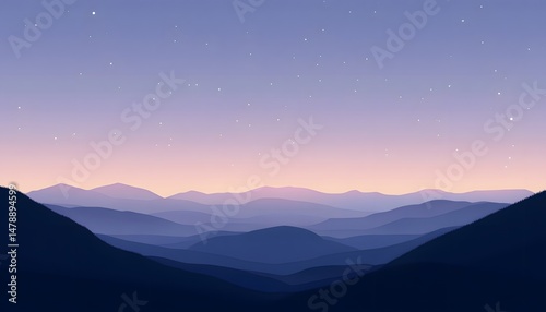 Wallpaper Mural Peaceful mountain range at twilight under a starlit sky. Torontodigital.ca