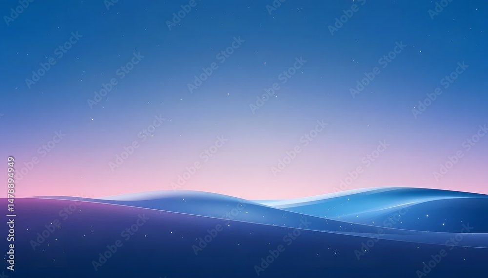 Fototapeta premium A digital landscape of gentle waves under a twilight sky.