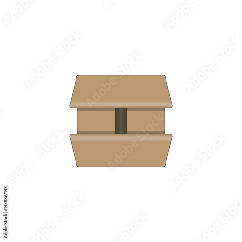 Vector illustration of a partially open cardboard box, perfect for logistics, e-commerce, packaging design, and delivery service concepts.