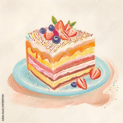 Cake and chocolate food and dessert illustration