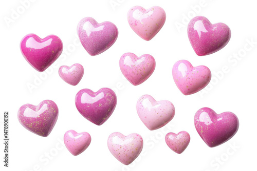 Pink hearts floating on background, Valentine's day and special moments