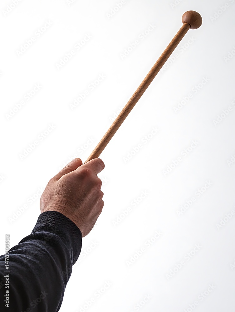 Fototapeta premium Wooden baton in hand against white