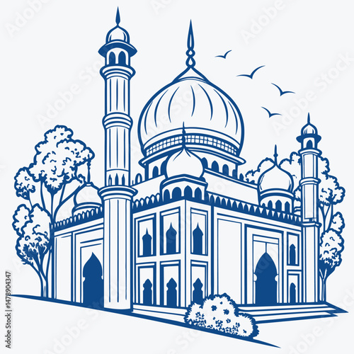 Vector Illustration of Islamic Mosque – Elegant Architecture