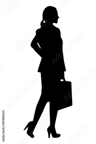 Silhouette of a businesswoman standing with a briefcase