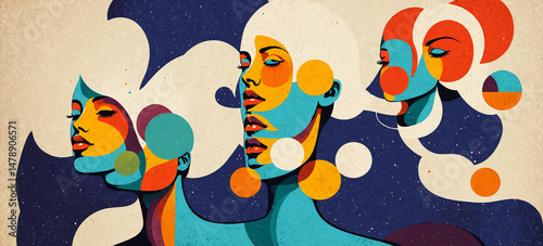 abstract faces mind thought...