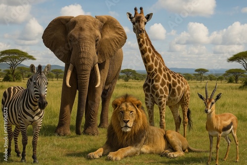 African wildlife safari scene